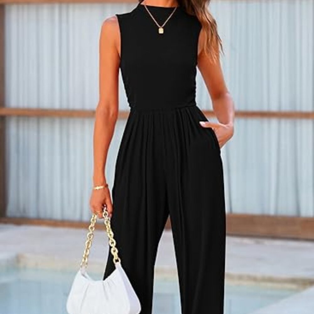 PRETTYGARDEN Womens Summer Jumpsuits Dressy Casual One Piece Outfits Sleeveless